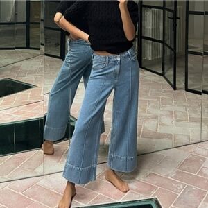 Sz 0, 2 ZARA CROP WIDE LEG FRONT SEAM Z1975 JEANS